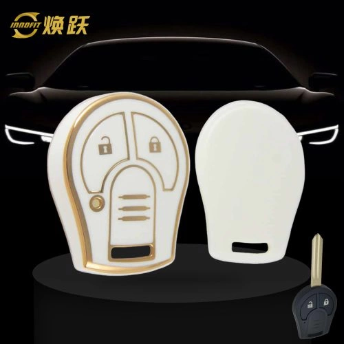 NIE2T1-White-Gold Plating- Car Key Cover For Nissan