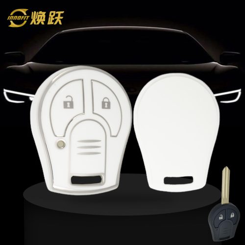 NIE2T1-White-Silver Plating- Car Key Cover For Nissan