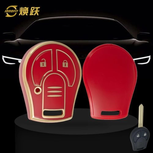 NIE2T1-Red-Gold Plating- Car Key Cover For Nissan