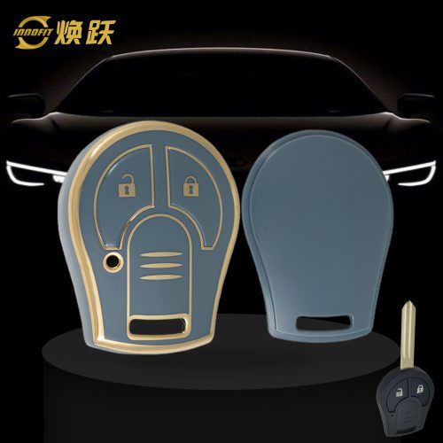 NIE2T1-Granny Grey-Gold Plating- Car Key Cover For Nissan
