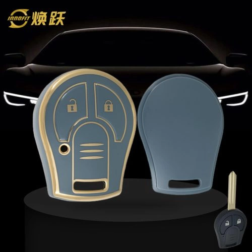 NIE2T1-Granny Grey-Gold Plating- Car Key Cover For Nissan