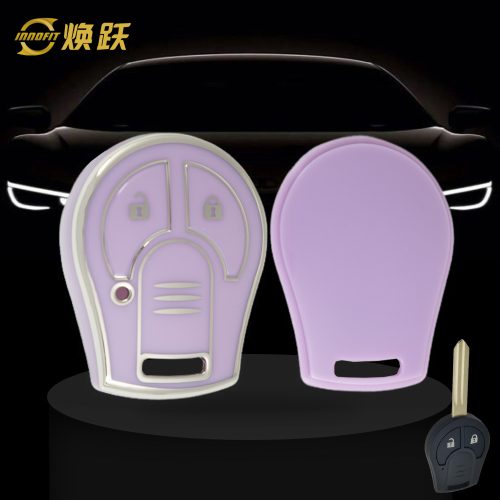 NIE2T1-Purple-Silver Plating- Car Key Cover For Nissan