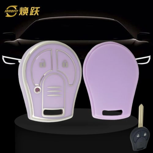 NIE2T1-Purple-Silver Plating- Car Key Cover For Nissan