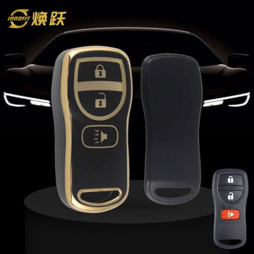 NIJ1T1-Black-Gold Plating- Car Key Cover For Nissan
