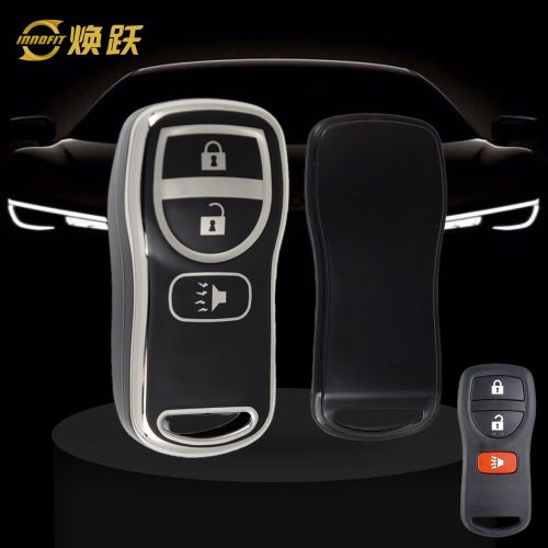 NIJ1T1-Black-Silver Plating- Car Key Cover For Nissan