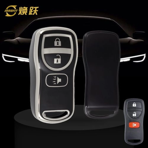 NIJ1T1-Black-Silver Plating- Car Key Cover For Nissan