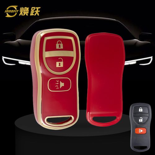 NIJ1T1-Red-Gold Plating- Car Key Cover For Nissan