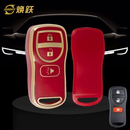 NIJ1T1-Red-Gold Plating- Car Key Cover For Nissan