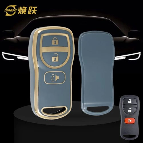 NIJ1T1-Granny Grey-Gold Plating- Car Key Cover For Nissan