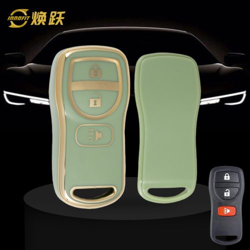 NIJ1T1-Green-Gold Plating- Car Key Cover For Nissan
