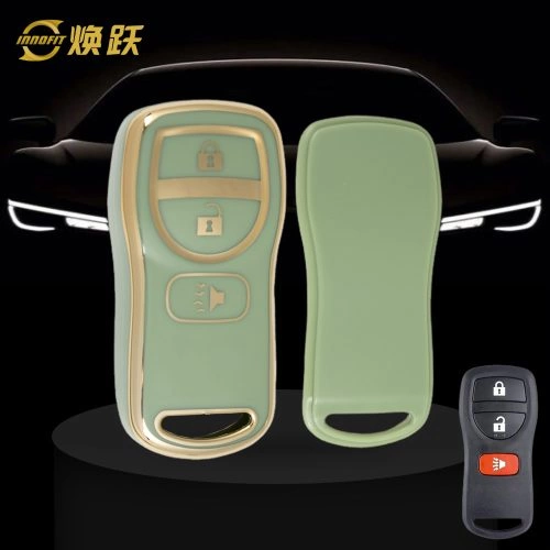 NIJ1T1-Green-Gold Plating- Car Key Cover For Nissan