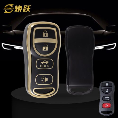 NIJ2T1-Black-Gold Plating- Car Key Cover For Nissan
