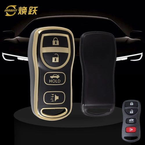 NIJ2T1-Black-Gold Plating- Car Key Cover For Nissan