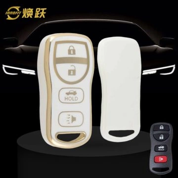 NIJ2T1-White-Gold Plating- Car Key Cover For Nissan