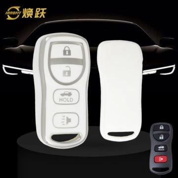 NIJ2T1-White-Silver Plating- Car Key Cover For Nissan