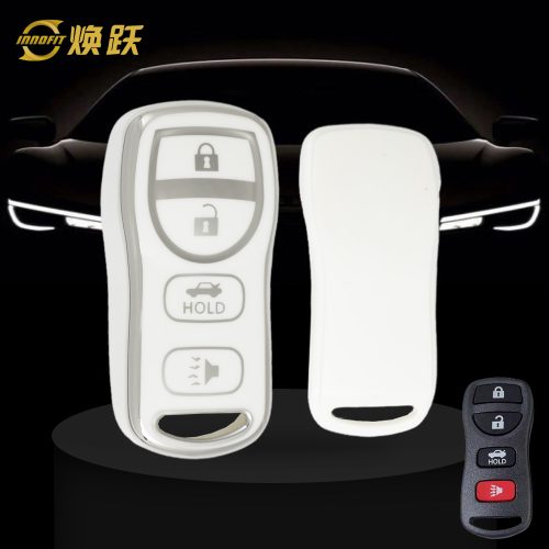 NIJ2T1-White-Silver Plating- Car Key Cover For Nissan