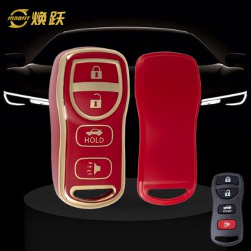 NIJ2T1-Red-Gold Plating- Car Key Cover For Nissan
