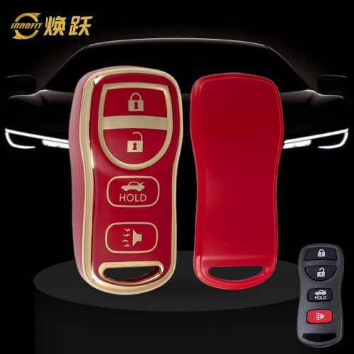 NIJ2T1-Red-Gold Plating- Car Key Cover For Nissan