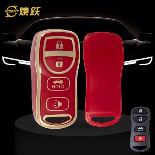 NIJ2T1-Red-Gold Plating- Car Key Cover For Nissan