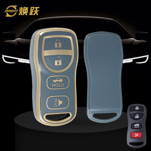 NIJ2T1-Granny Grey-Gold Plating- Car Key Cover For Nissan