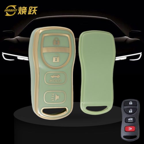 NIJ2T1-Green-Gold Plating- Car Key Cover For Nissan