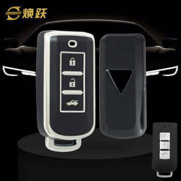MIA1T1-Black-Silver Plating- Car Key Cover For Mitsubishi