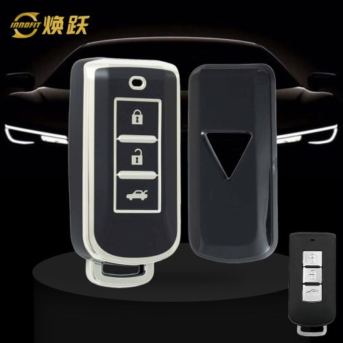 MIA1T1-Black-Silver Plating- Car Key Cover For Mitsubishi