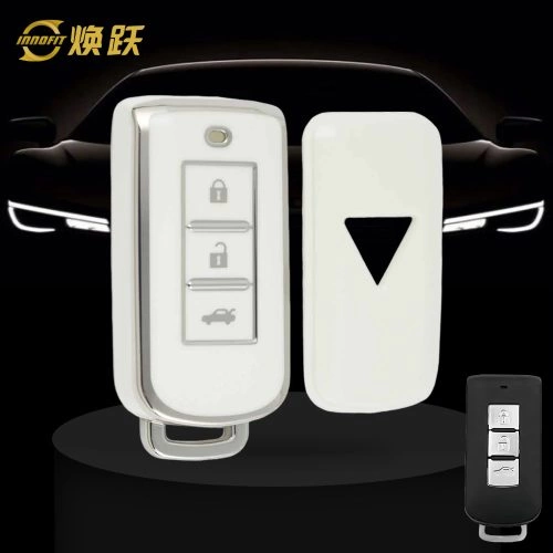 MIA1T1-White-Silver Plating- Car Key Cover For Mitsubishi