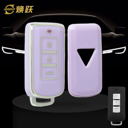 MIA1T1-Purple-Silver Plating- Car Key Cover For Mitsubishi