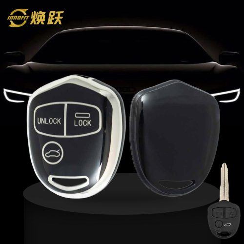 MIH1T1-Black-Silver Plating- Car Key Cover For Mitsubishi