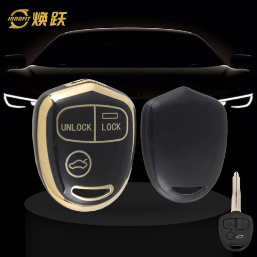 MIH1T1-Black-Gold Plating- Car Key Cover For Mitsubishi