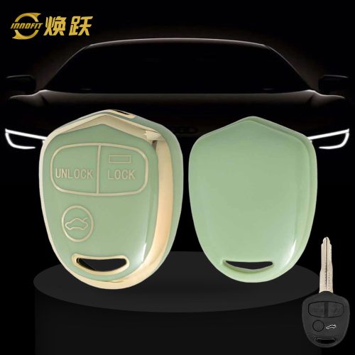 MIH1T1-Green-Gold Plating- Car Key Cover For Mitsubishi