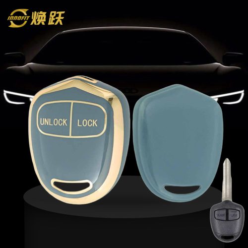 MIH2T1-Granny Grey-Gold Plating- Car Key Cover For Mitsubishi