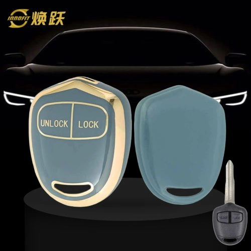 MIH2T1-Granny Grey-Gold Plating- Car Key Cover For Mitsubishi