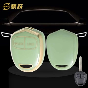 MIH2T1-Green-Gold Plating- Car Key Cover For Mitsubishi