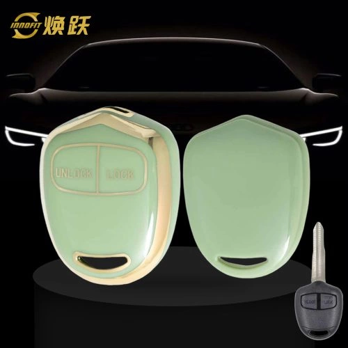 MIH2T1-Green-Gold Plating- Car Key Cover For Mitsubishi