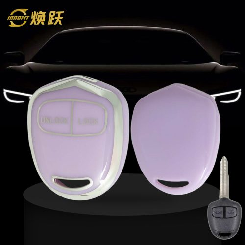 MIH2T1-Purple-Silver Plating- Car Key Cover For Mitsubishi