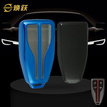 HNA1T1-White Transparent Button-Blue Plating- Car Key Cover For Hong Qi