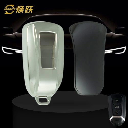 VED1T1-White Transparent Button-Silver Plating- Car Key Cover For Venucia