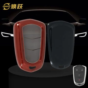 CAA1T1-White Transparent Button-Red Plating- Car Key Cover For Cadillac