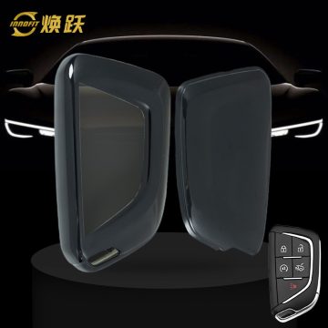 CAB1T1-White Transparent Button-Black Plating- Car Key Cover For Cadillac