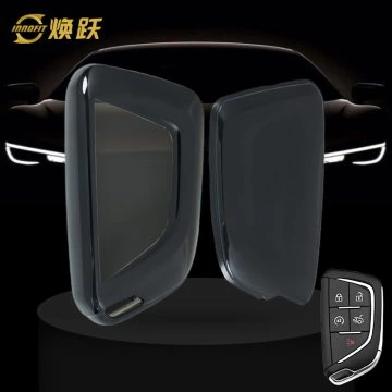 CAB1T1-White Transparent Button-Black Plating- Car Key Cover For Cadillac