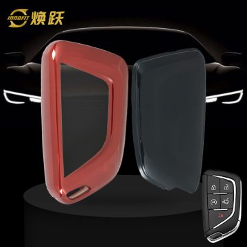 CAB1T1-White Transparent Button-Red Plating- Car Key Cover For Cadillac