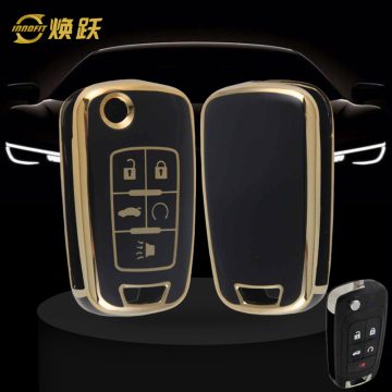 BUE5T1-Black-Gold Plating- Car Key Cover For Buick