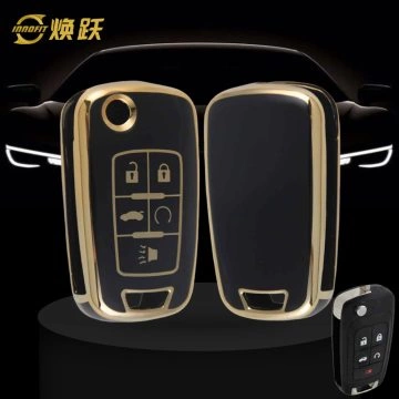 BUE5T1-Black-Gold Plating- Car Key Cover For Buick