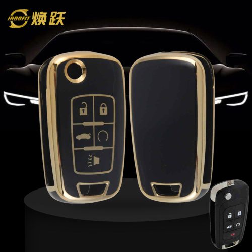BUE5T1-Black-Gold Plating- Car Key Cover For Buick