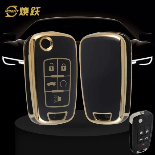 BUE5T1-Black-Gold Plating- Car Key Cover For Buick