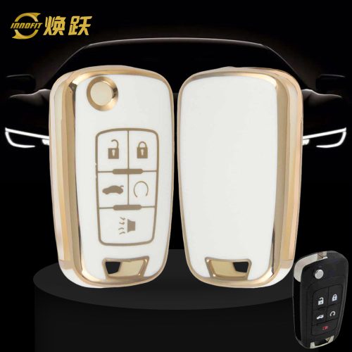 BUE5T1-White-Gold Plating- Car Key Cover For Buick
