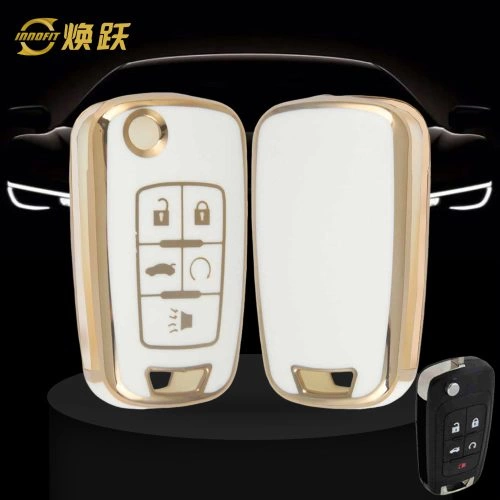BUE5T1-White-Gold Plating- Car Key Cover For Buick
