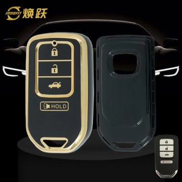 HOA10T1-Black-Gold Plating- Car Key Cover For Honda
